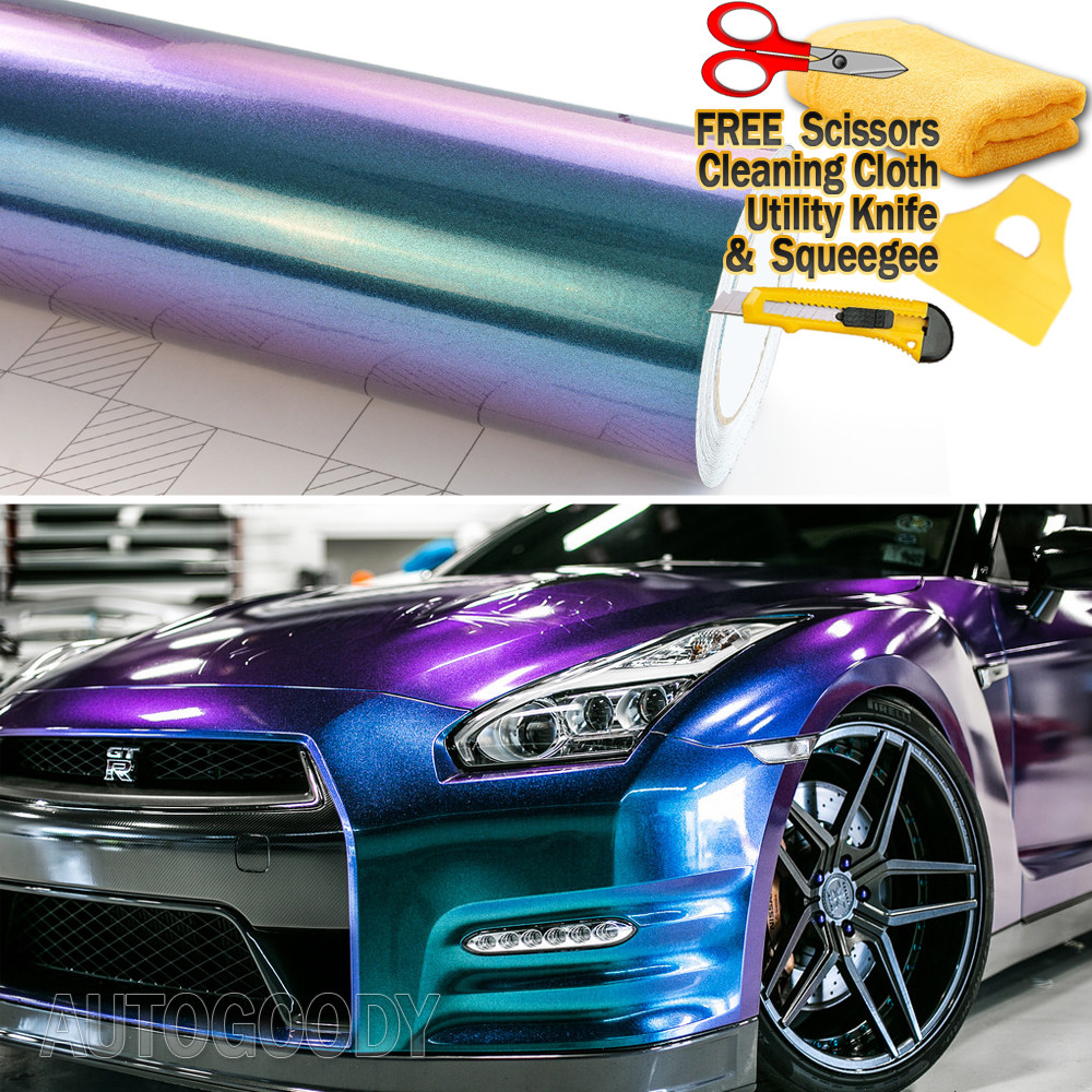 24″ x 60″ Gloss Metallic Chameleon Purple Teal Vinyl Film Wrap Air Bubble Free