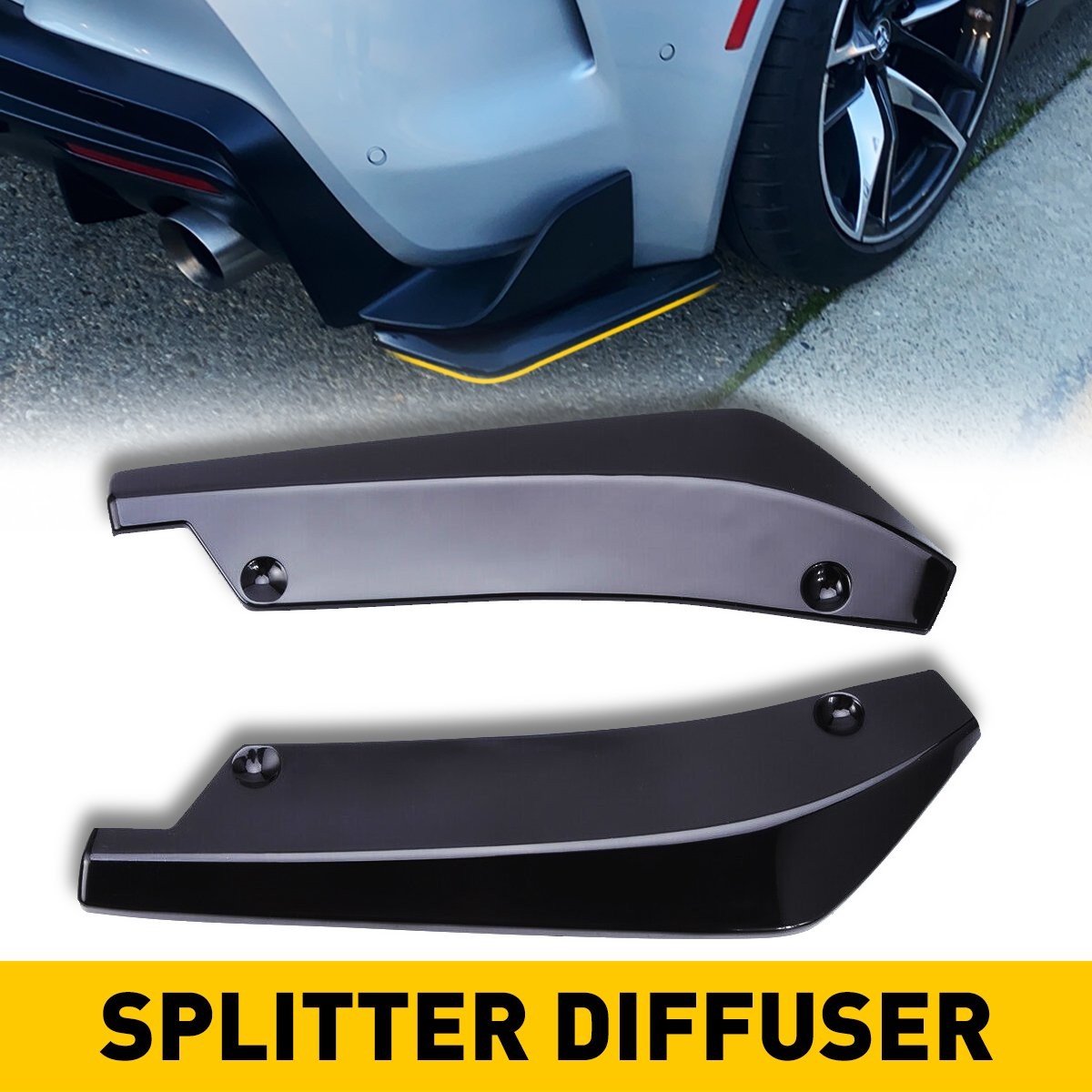1/2set Universal Car Rear Bumper Lips Side Splitter Canard Diffuser Body Spats J