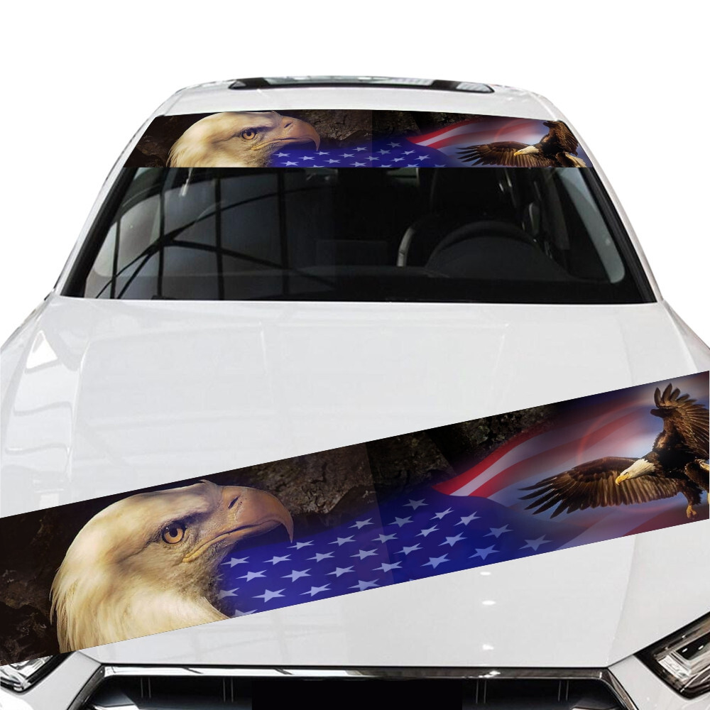 Car Windshield Top Sunshade Sticker American USA Flag Graphic Front Window Decal