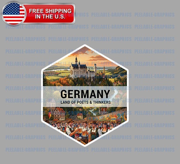 Germany Deutschland Country Bumper Vinyl Decal Sticker Souvenir Travel Map C