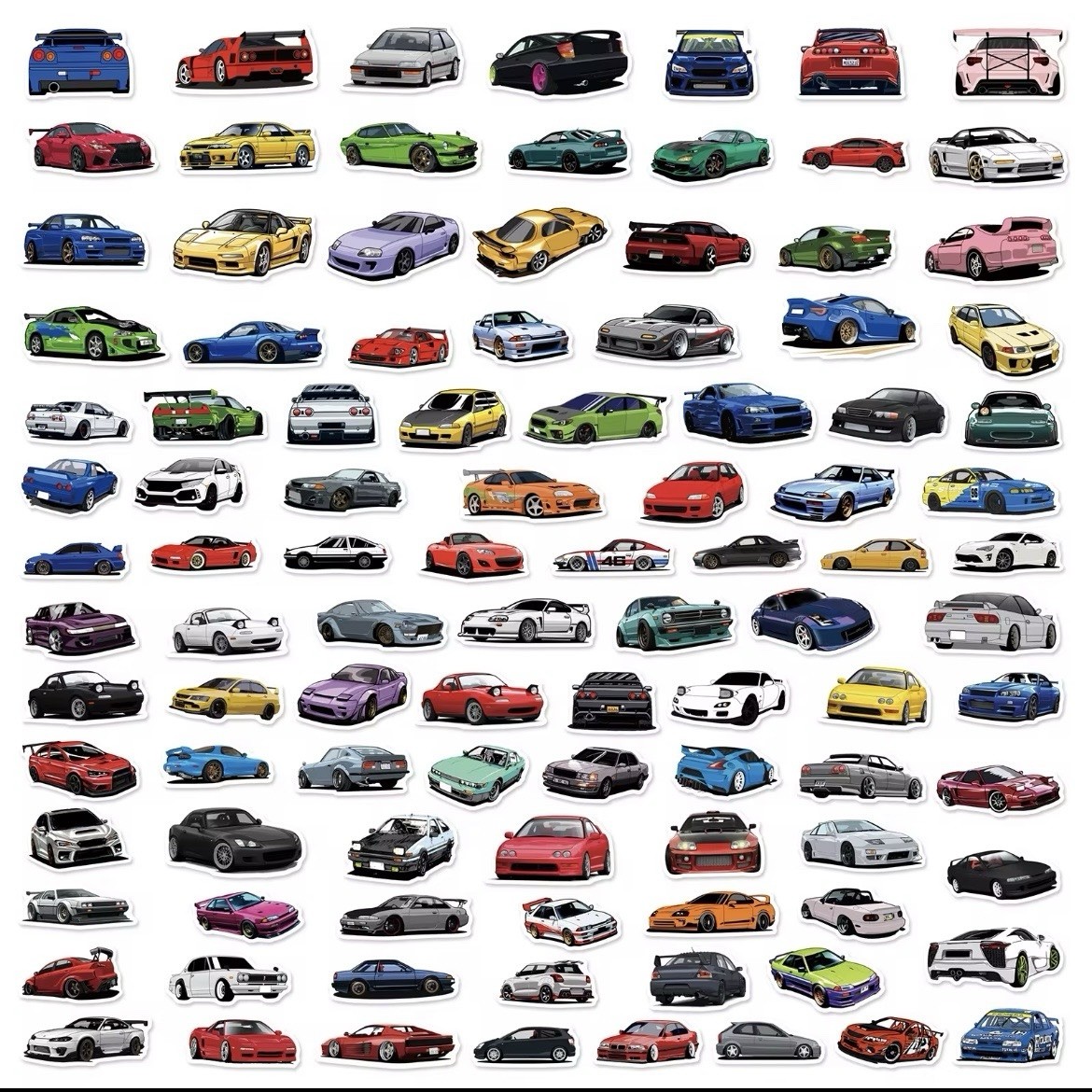 Automotive JDM 100 Decals Stickers Pack V1 Racing Car Turbo Drift Lot