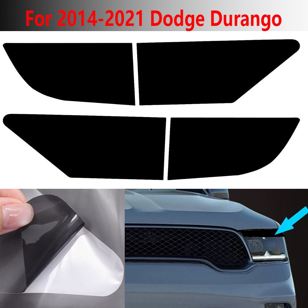 Black Gloss Tint Film Lens Vinyl Wrap For 2014-2021 Dodge Durango Taillights