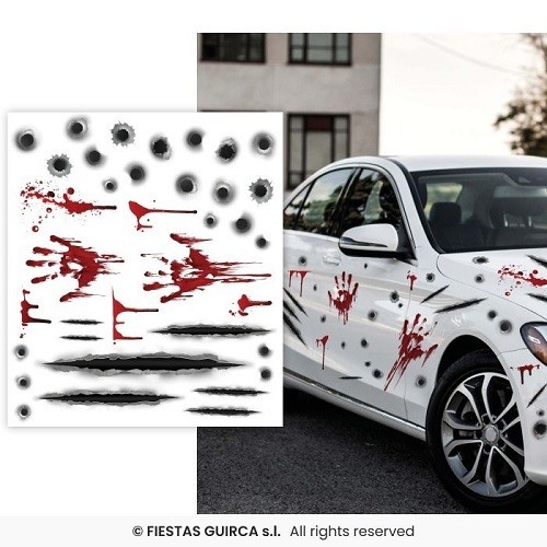 Halloween Car Stickers Bloody Vehicle Stick On Self Adhesive Bullet Hole Decals