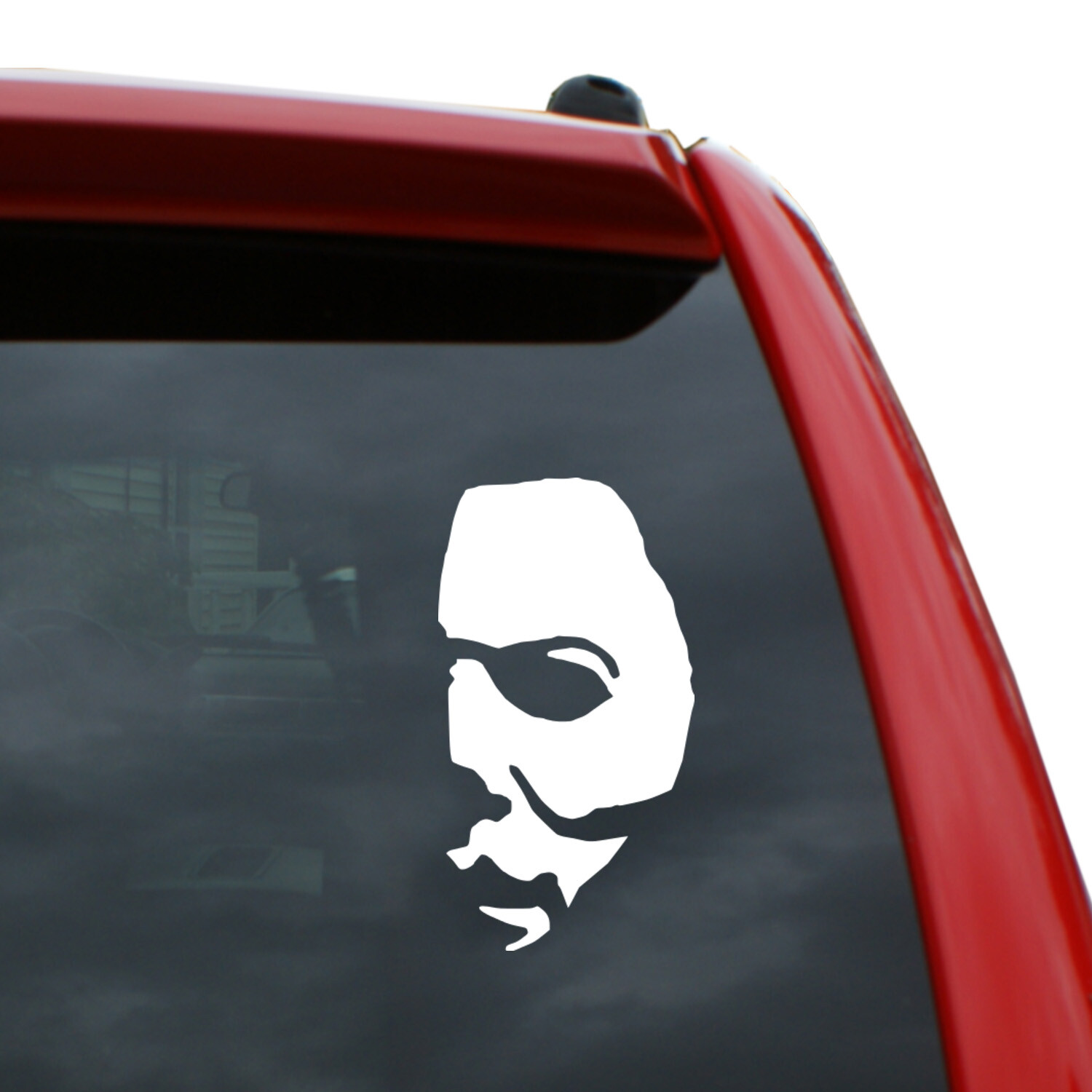 Halloween – Michael Myers Mask Vinyl Decal | Color: White | 5″ x 2.7″