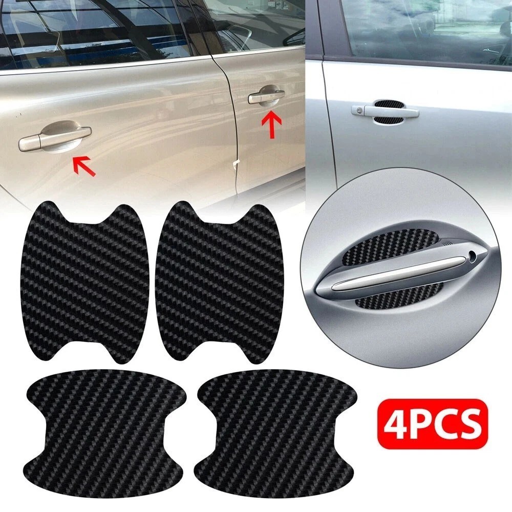 4PCS Carbon Fiber Car Door Handle Bowl Anti Scratch Protective Film Paint Guard