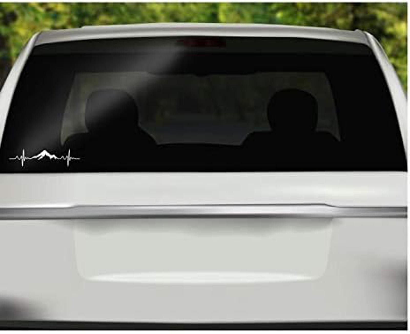 Mountain Pulse Vinyl Sticker Decal |White | 8.0 x 2.0 inch