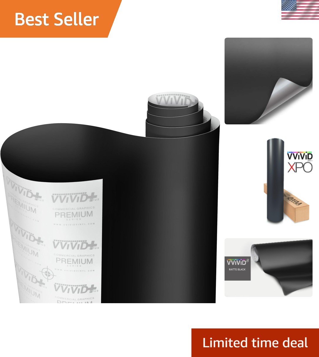Long-Lasting 2FT x 5FT Matte Black Vinyl Wrap with Air Release Technology