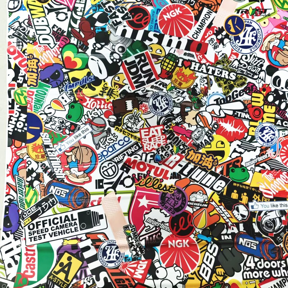Car Body Sticker Decor Panda Cartoon Graffiti Bomb Vinyl Wrap Sheet DIY Decal