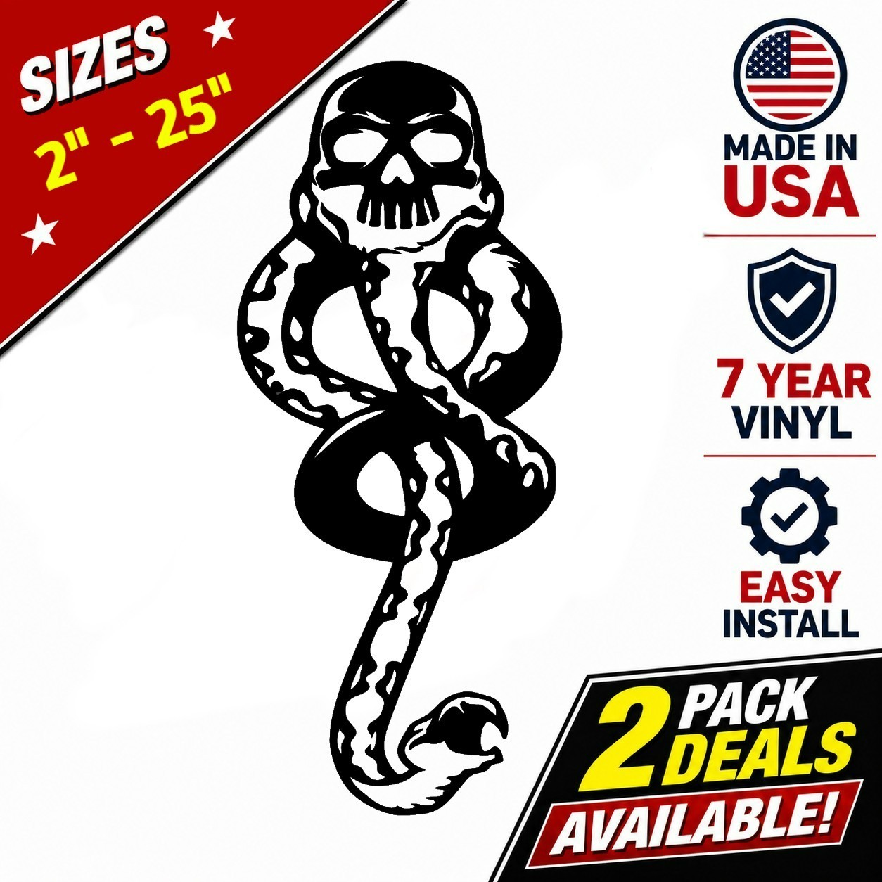 Snake Skull Car Window Vinyl Decal Graphic Weatherproof Laptop Bumper Sticker