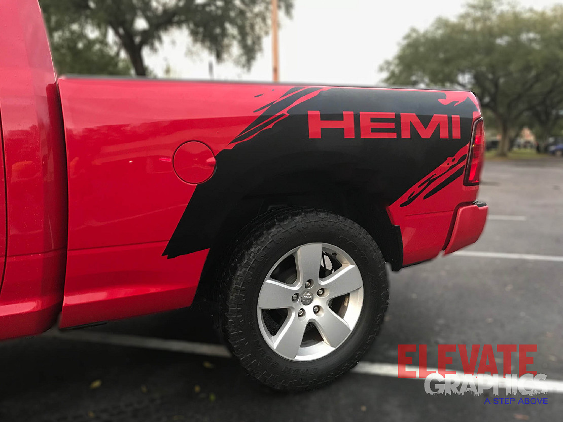 2009-2018 For Dodge Ram 1500 Decals Side Splatter Stripes Graphics Vinyl Sticker