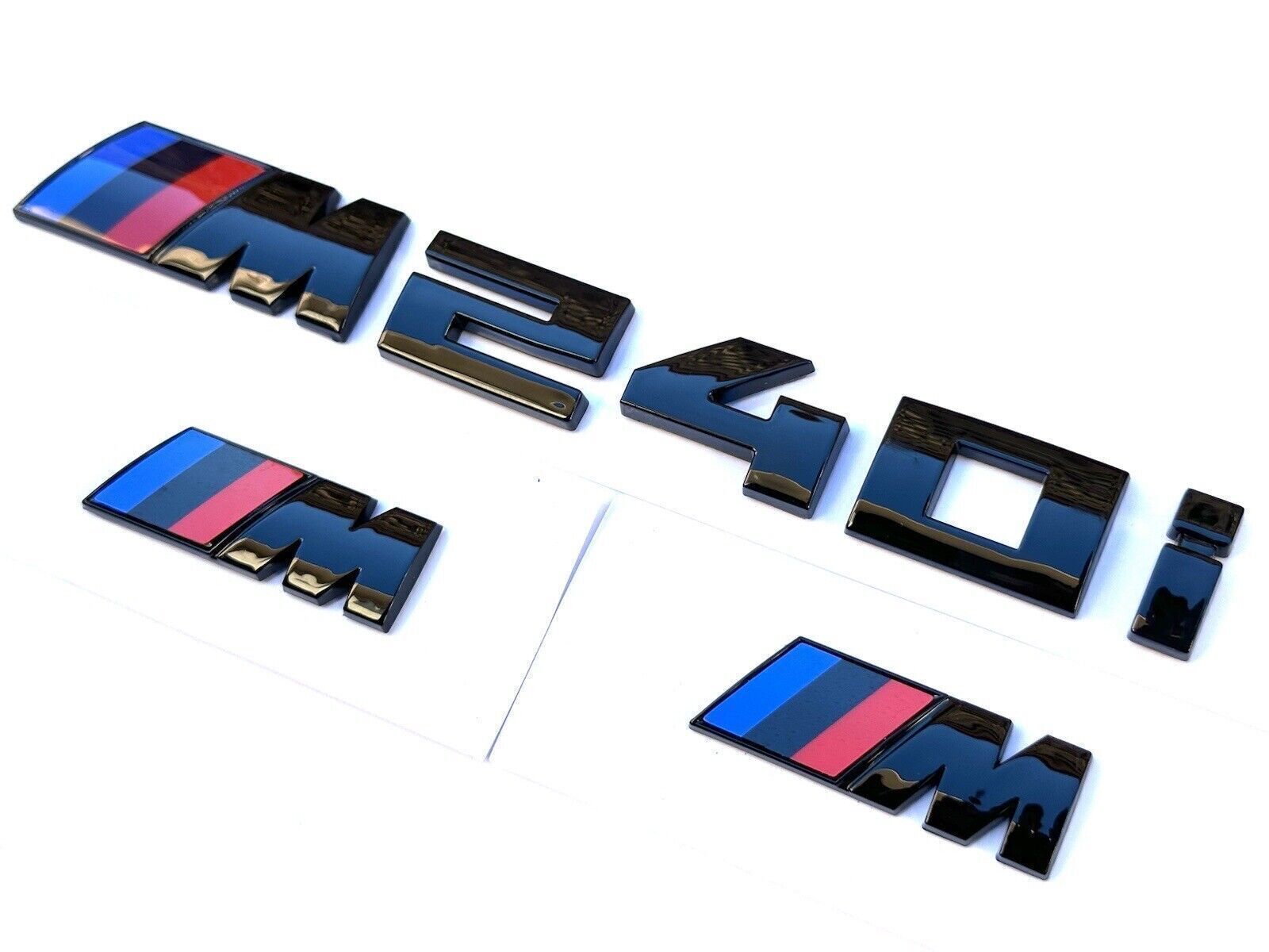 Set 3 pcs Fit For BMW M240i Gloss Black Style Rear Emblem Badge + 2 “M” Fender