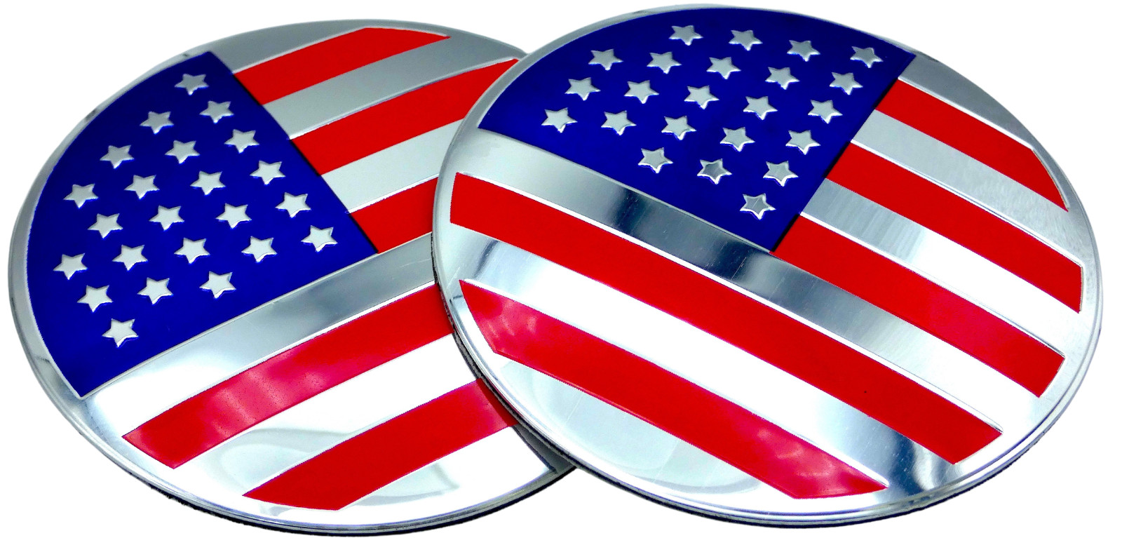 2x American Flag Sticker Decal Fender Emblem Aluminum Dome Shape Car Truck 2.20″