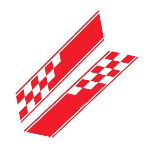 2x Racing Plaid Hood Side Door Fender Stripes Decal Stickers for Car Truck SUV