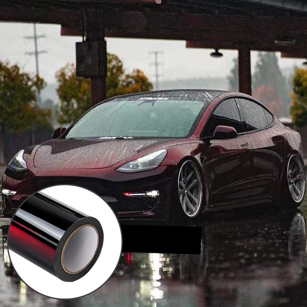5FTx50FT Gloss Black Red Chameleon Color Shift Vinyl Wrap Car Film US Stock
