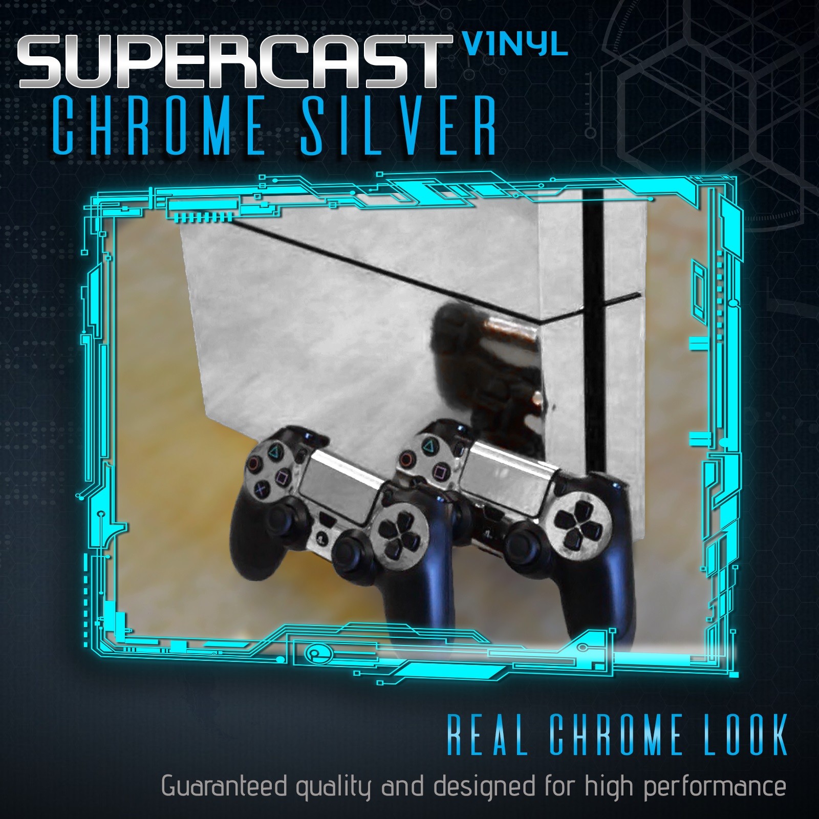 Supercast Flex Stretch Mirror Chrome Vinyl Wrap Sticker Roll Air Release Silver
