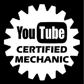 Funny You Tube Certified Mechanic Decal (4 inches by 4 inches )