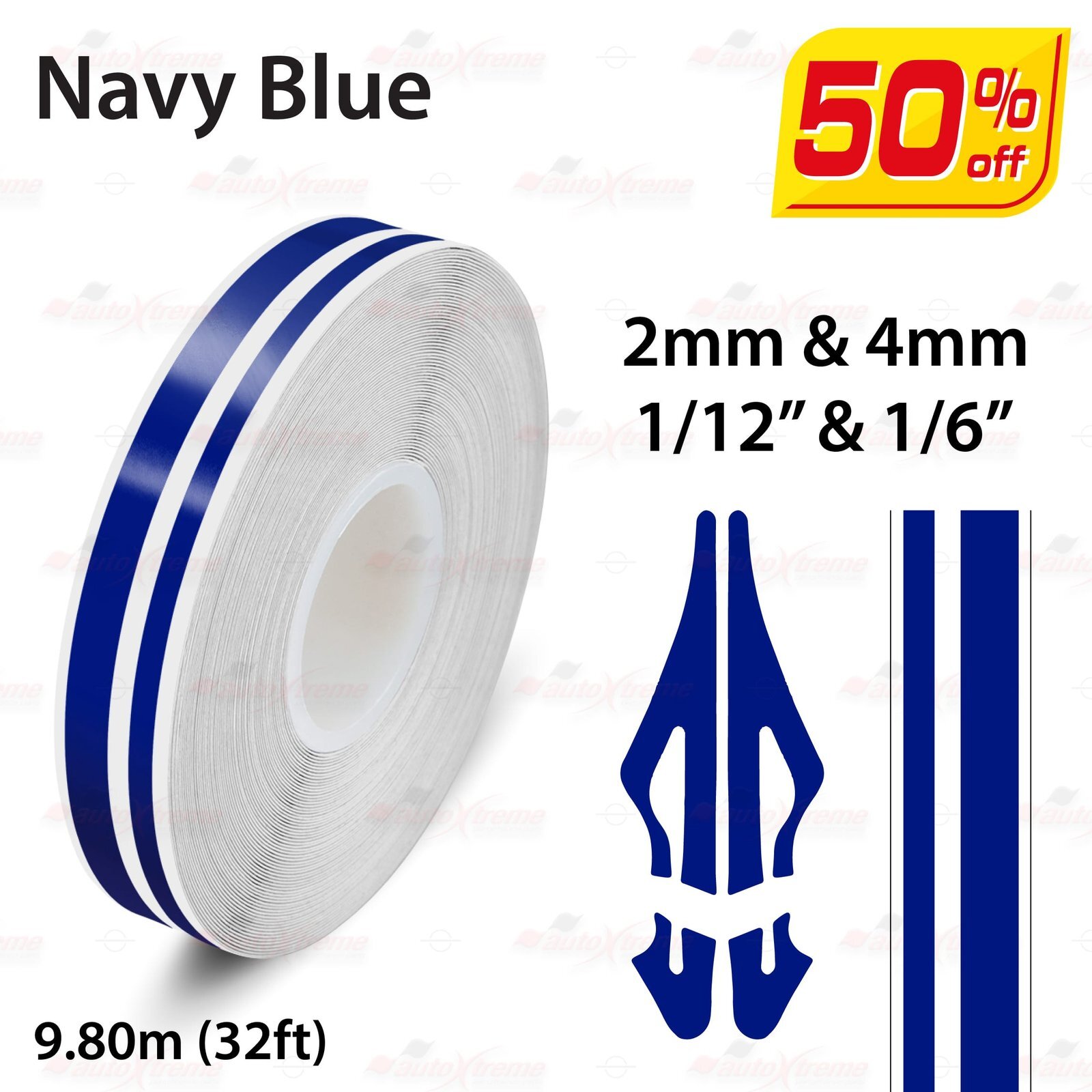 DARK BLUE Roll Pin Stripe PinStriping Solid Line Adhesive Tape Vinyl Car STICKER