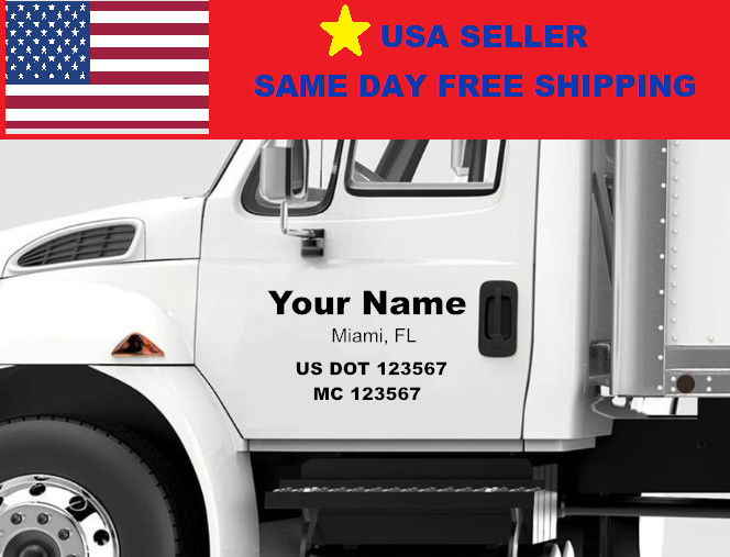 US DOT Custom Trucking Decal Sticker Truck Lettering 2 Set decals Company Logo