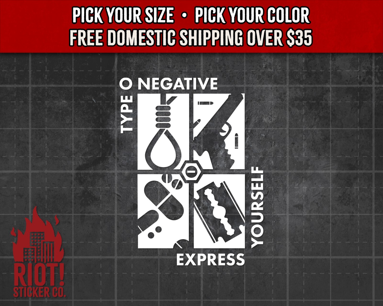 Type O Negative Express Yourself Decal for Car Sticker for Laptop Gothic Metal