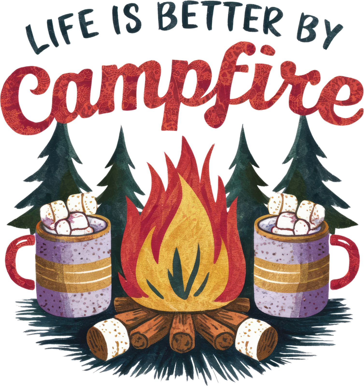 Camping Sticker 4″ Life Is Better by Camp Fire Tent Outdoors Compass Hiking