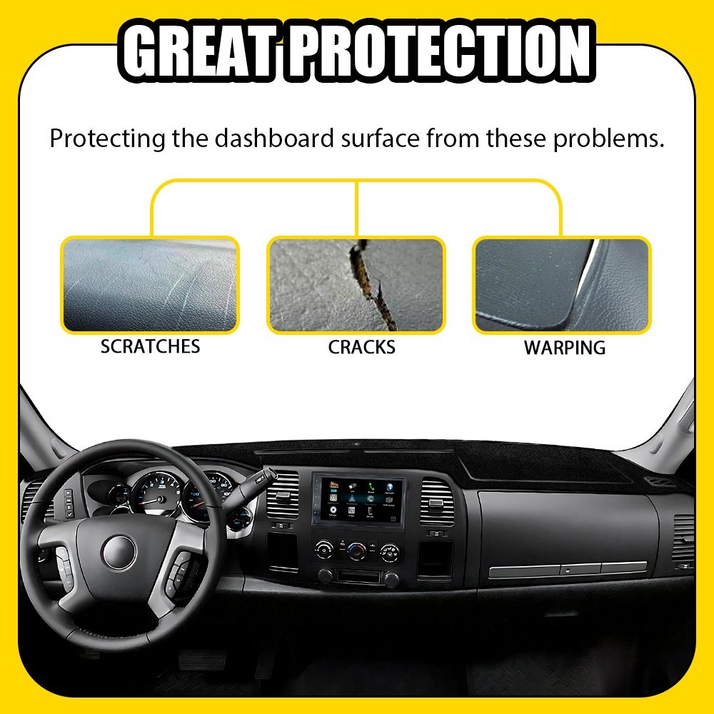 Dash Board Cover Mat Fit 07-13 GMC Sierra 1500 2500 3500HD Dashboard Black 1-5X