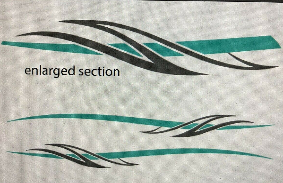 Teal Stripes decal for Vehicle Boat RV Campervan Caravan Motorhome 3M X 270MM