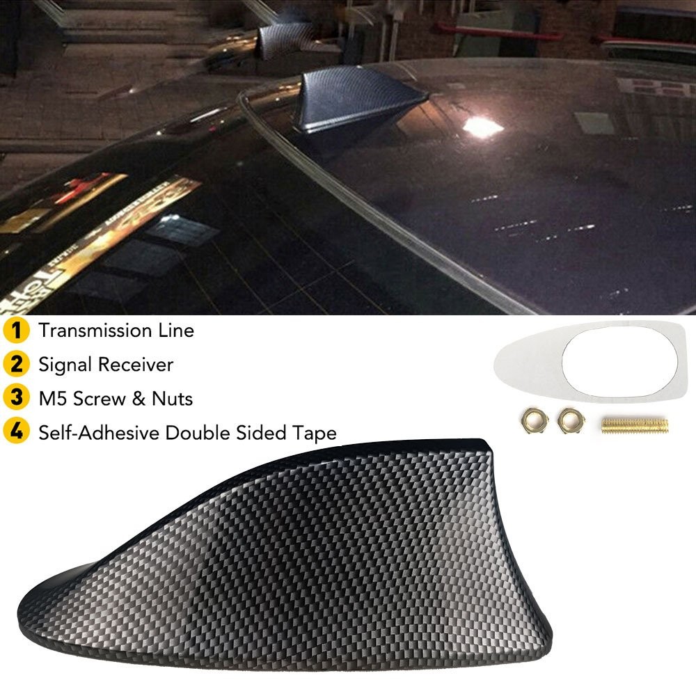 Car Roof AM FM Radio Functional Shark Fin Antenna Aerial Cover Universal E