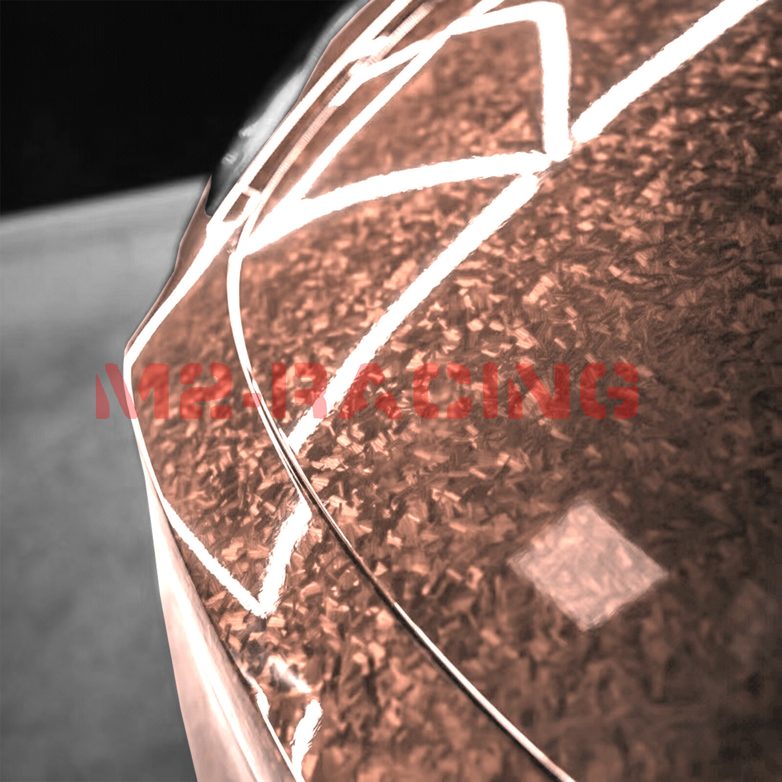 24K Chopped Forged Carbon Fiber Gloss Rose Gold Vinyl Wrap Sticker Decal Sheet