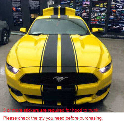 78.7” Black Hood Roof Rally Racing Stripe Decal Vinyl Sticker For Ford Mustang