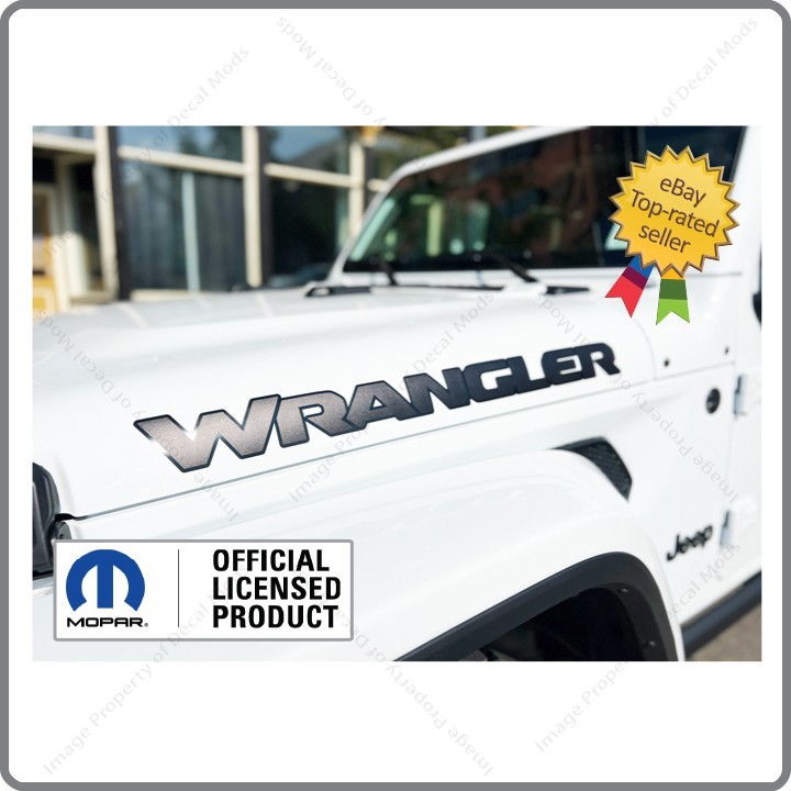 Set of 2 – Jeep WRANGLER JL Hood Decals Stickers UV Gloss and Matte Black UV1R1