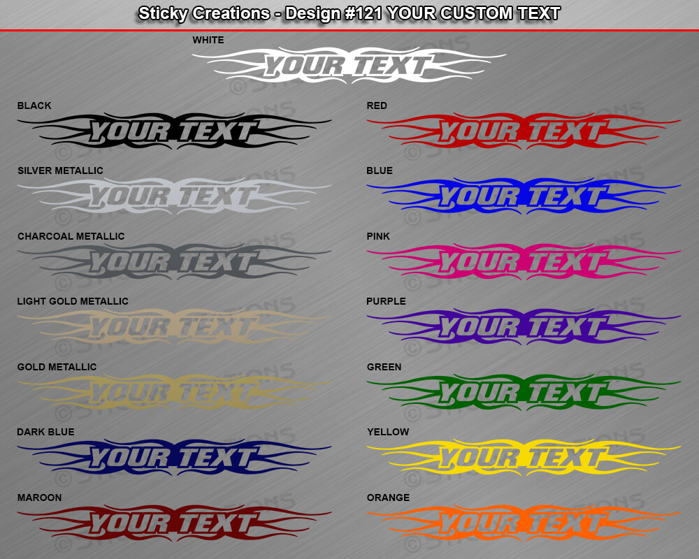 Design #121 Customized Decal Sticker Vinyl Graphic Windshield Window Flame Car