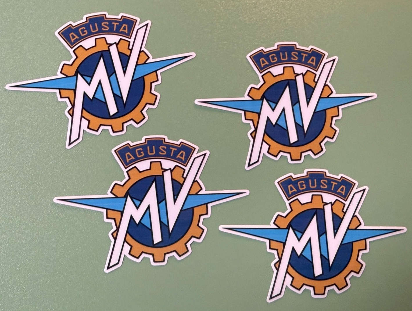 x4 3 inch MV Agusta Stickers Decal Logo Blue Gold White Motorcycle Brand Fairing
