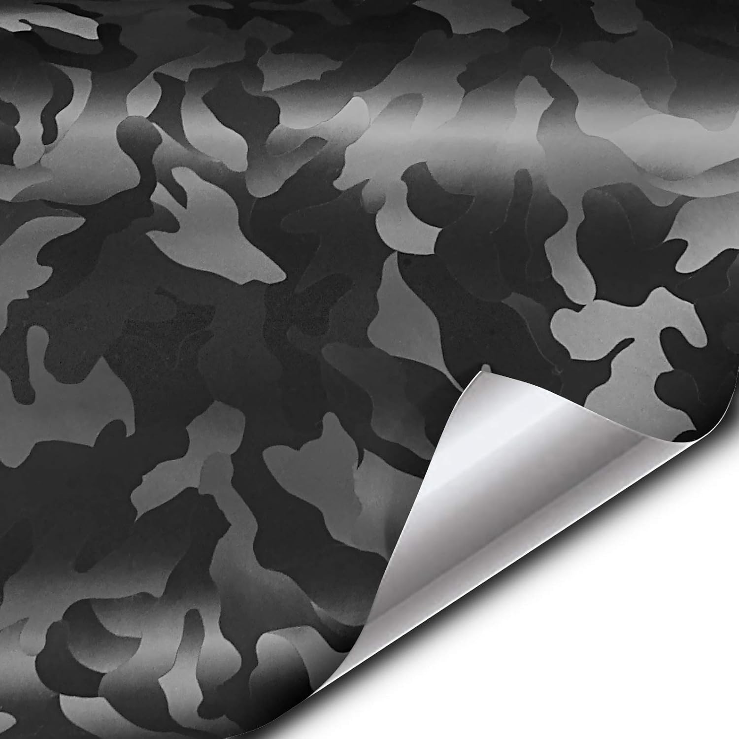 Stealth Medium Pattern Camouflage Vinyl Wrap Roll 1ft x 5ft, Black