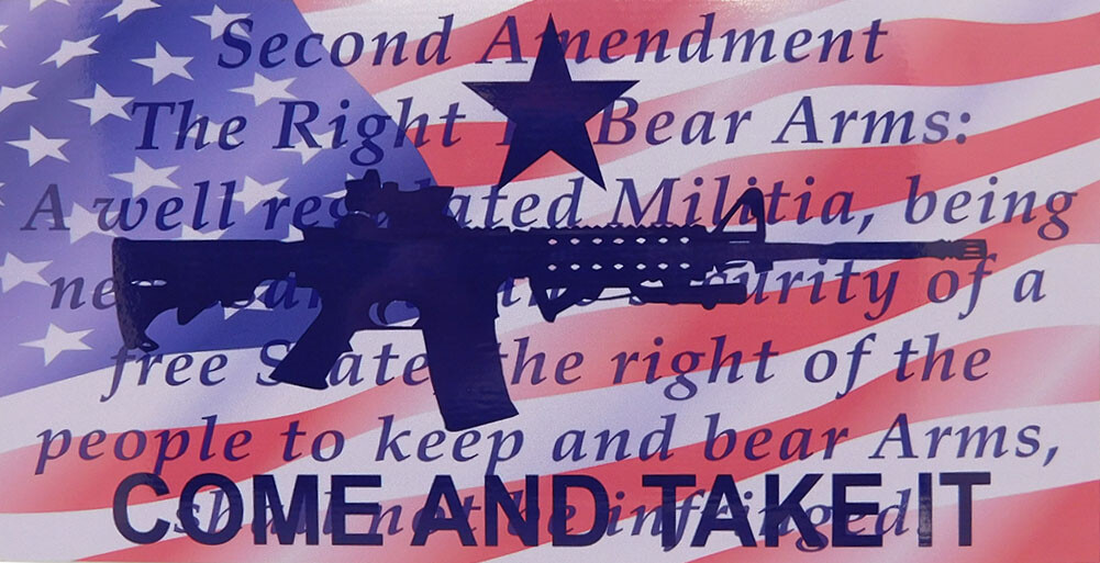 USA M-4 2nd Amendment Come & Take It Vinyl Decal Bumper Sticker