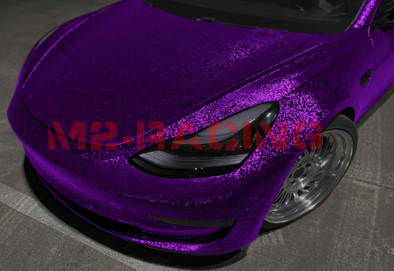 PET Damascus Steel Forged Gloss Royal Purple Car Vinyl Wrap Decal Sticker Film