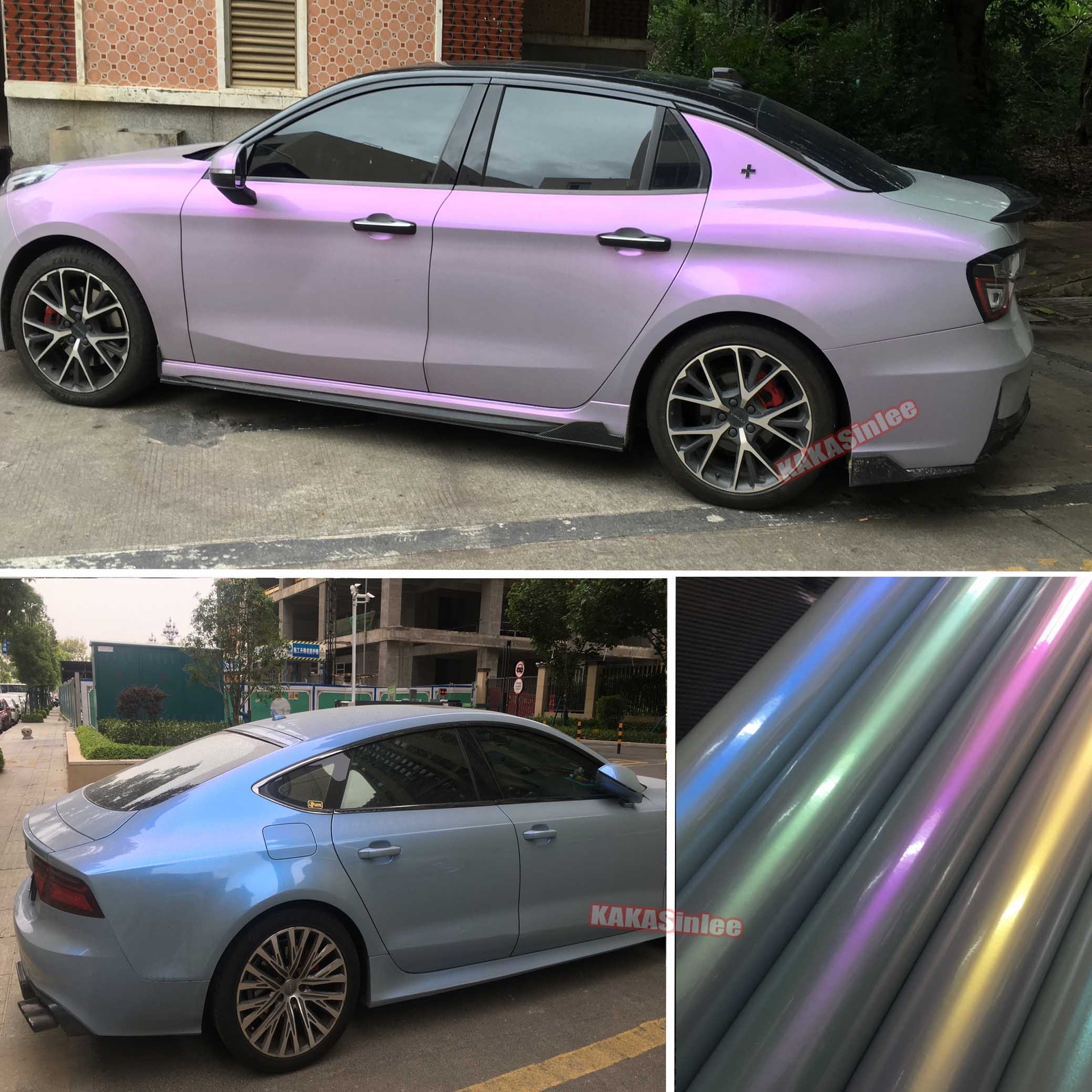 Flat Satin Pearl Glitter Metal Chameleon Chrome Car Vinyl Wrap Sticker Strips AB