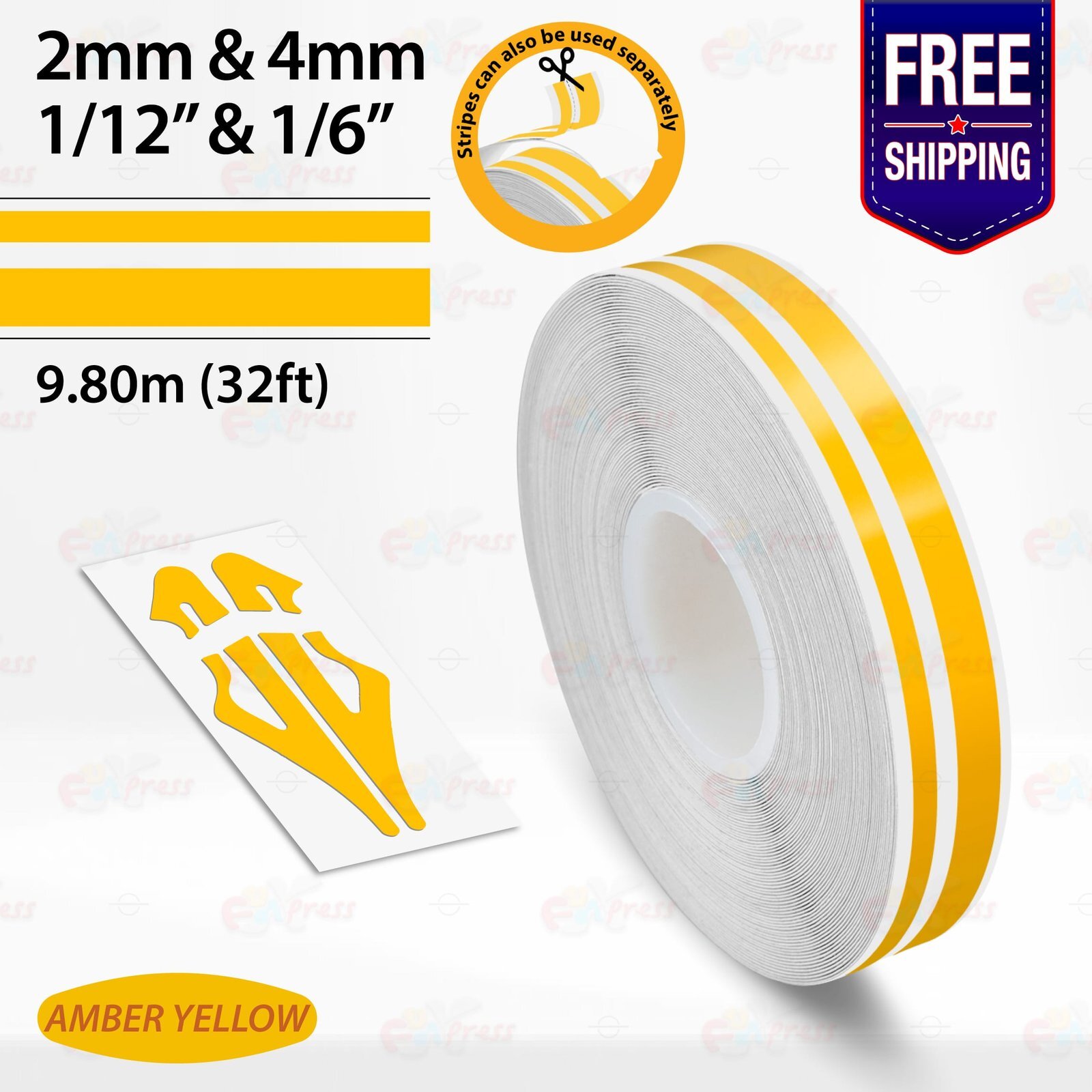 AMBER YELLOW PIN STRIPE Car Model Motorcycle Decal Adhesive TAPE Vinyl Sticker
