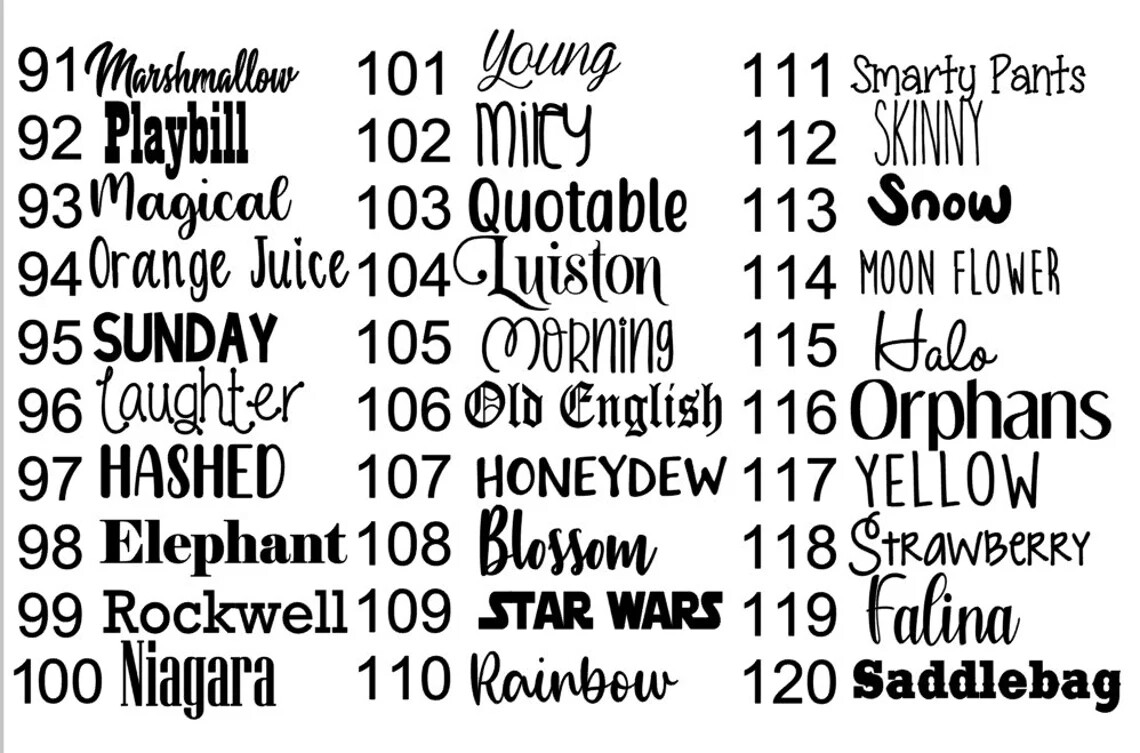 Custom vinyl decal Die Cut lettering multi font sizes colors reflective chrome