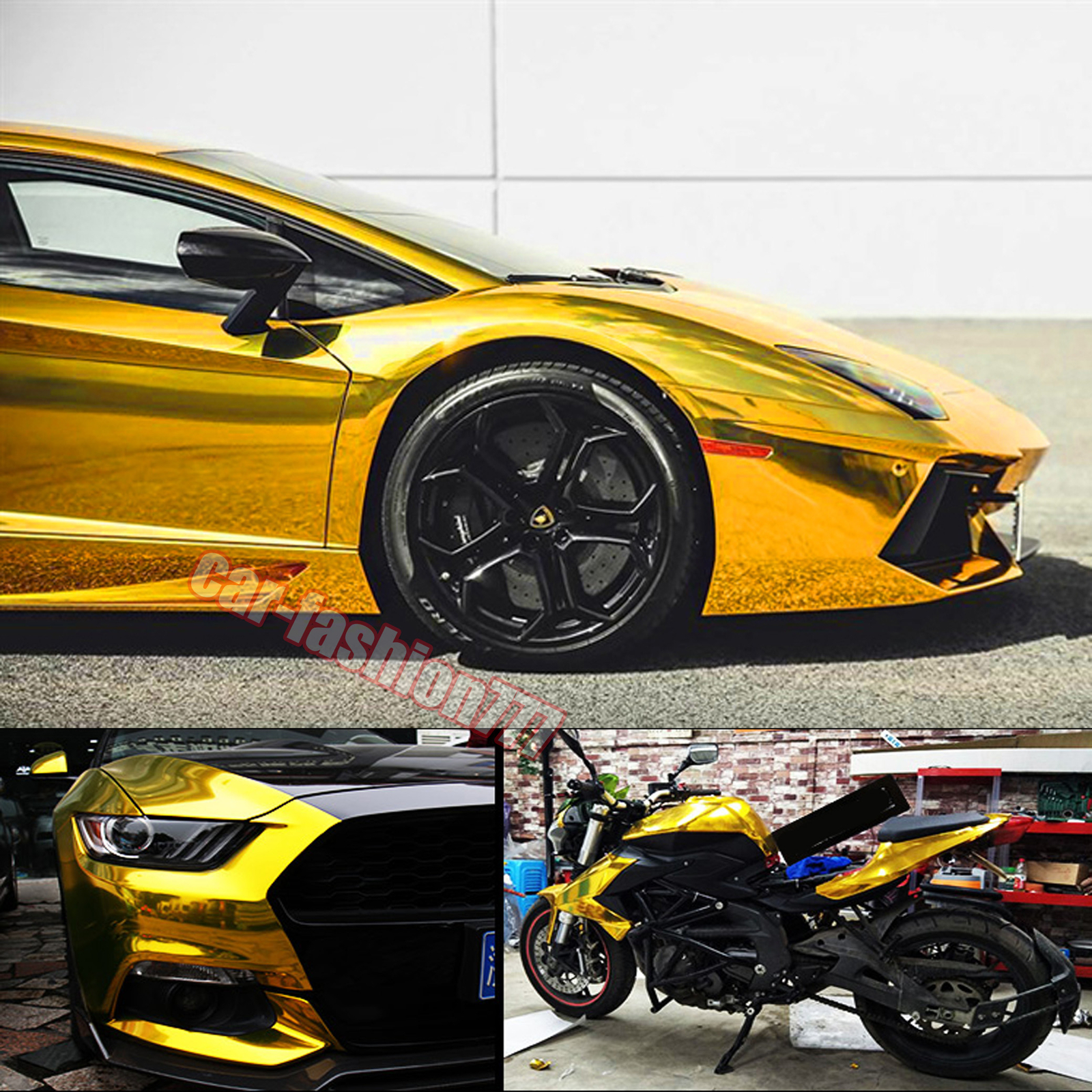 Gold Flat Smooth Mirror Chrome Car Wrap Metal Vinyl Decal Sticker Air Free US