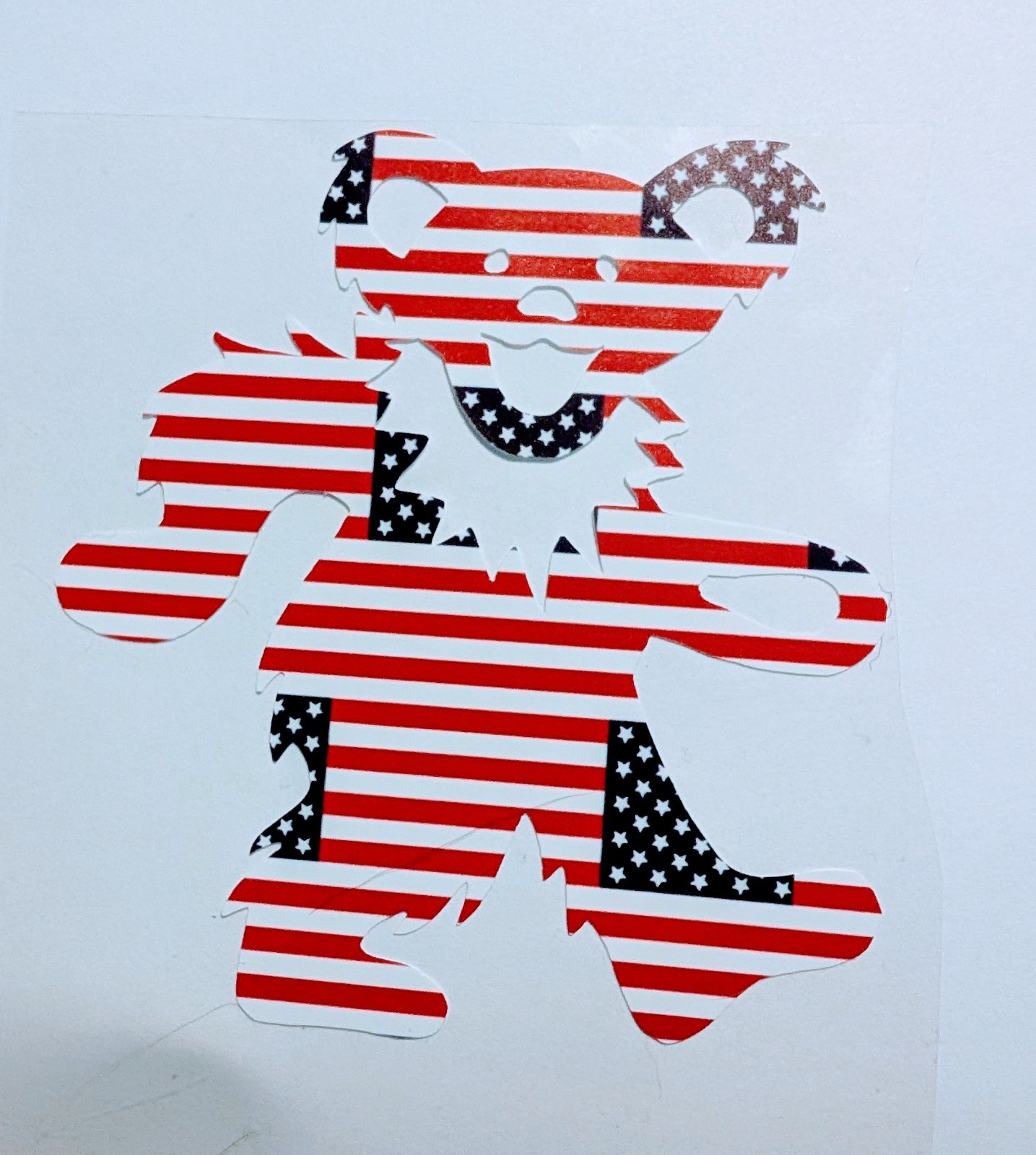 Dancing Bear Vinyl Decal Rainbow USA Patriotic American Flag Sticker