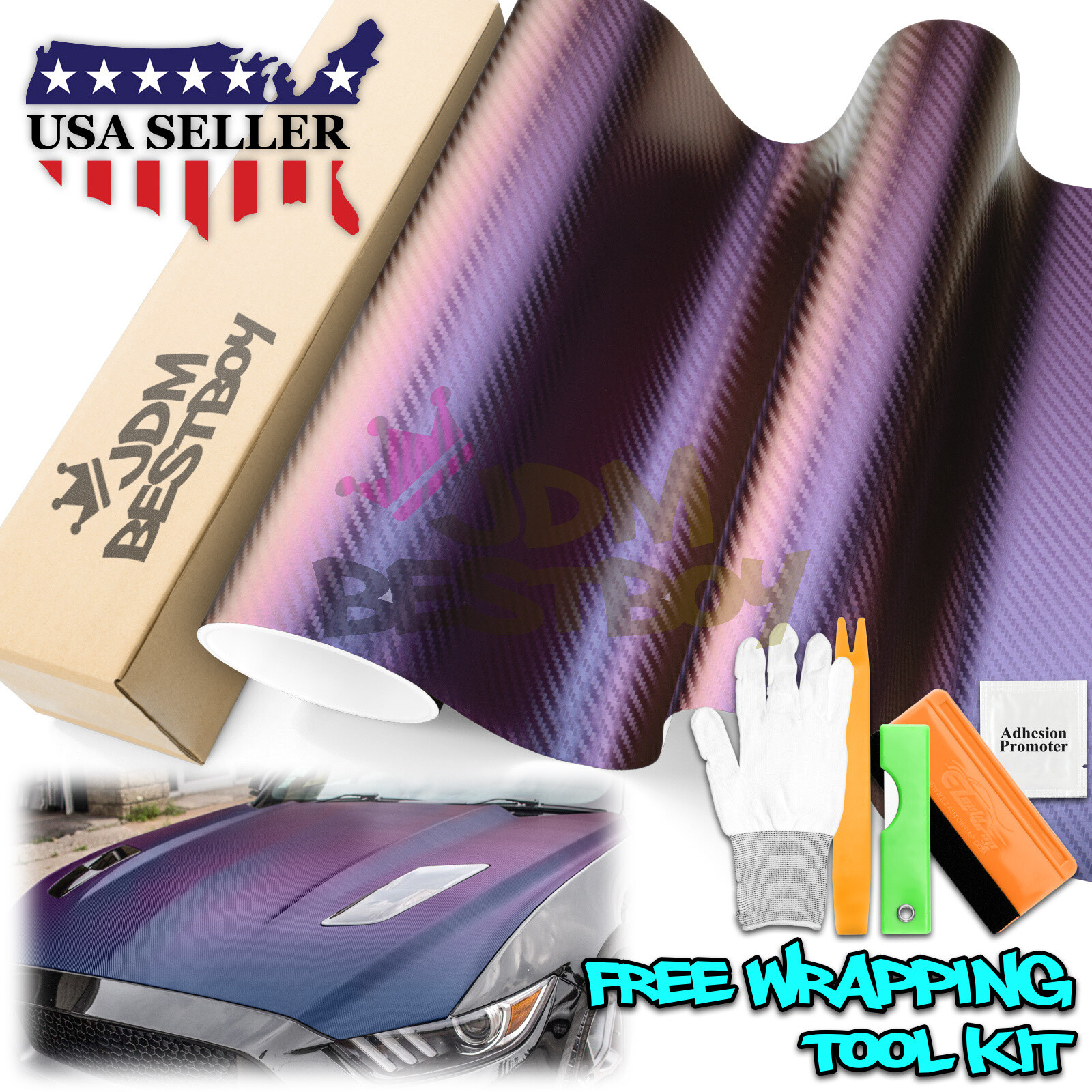 Chameleon 3D Carbon Fiber Matte Purple Blue Sticker Decal Vinyl Wrap Sheet Film