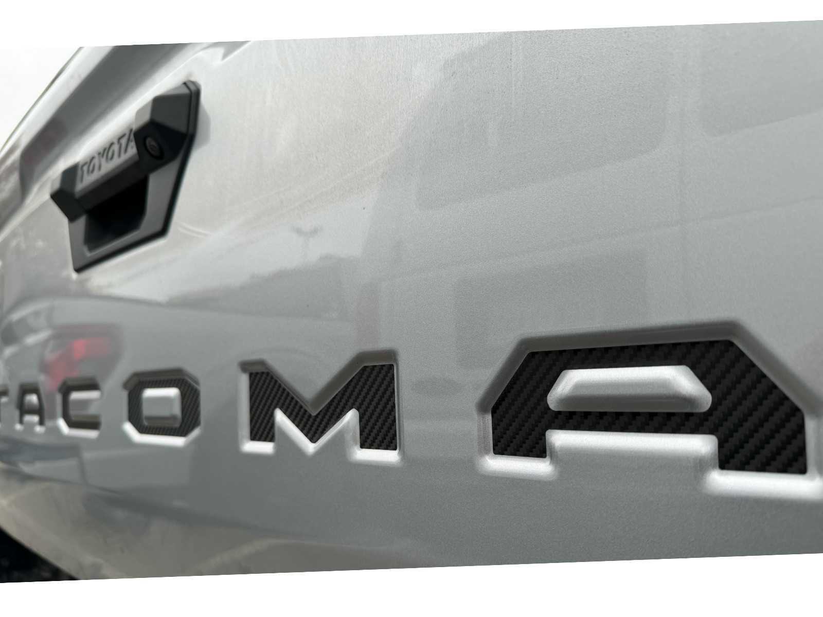 Black Carbon Fiber Vinyl Tailgate Letter Inserts for ’24-’25 Toyota Tacoma