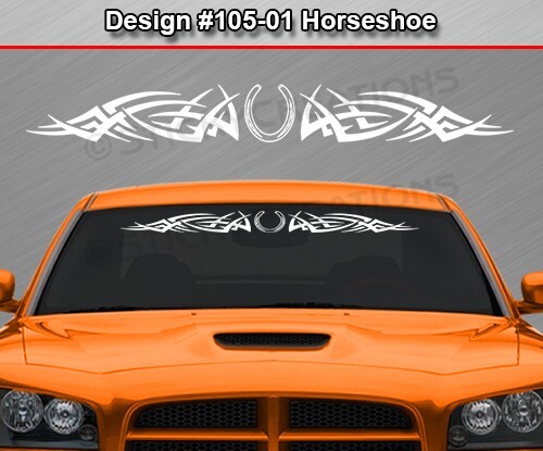 105-01 HORSESHOE Windshield Decal Window Sticker Vinyl Graphic Design Trailer