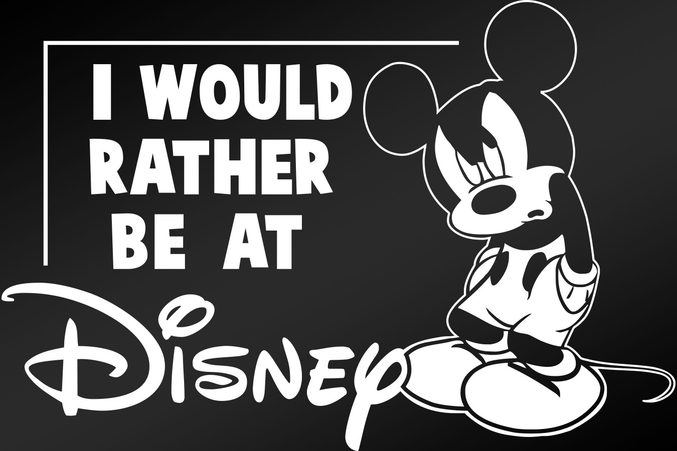 Disney Decal – I Would Rather Be At Disney (4.5 x 3 inches) Mickey Mouse