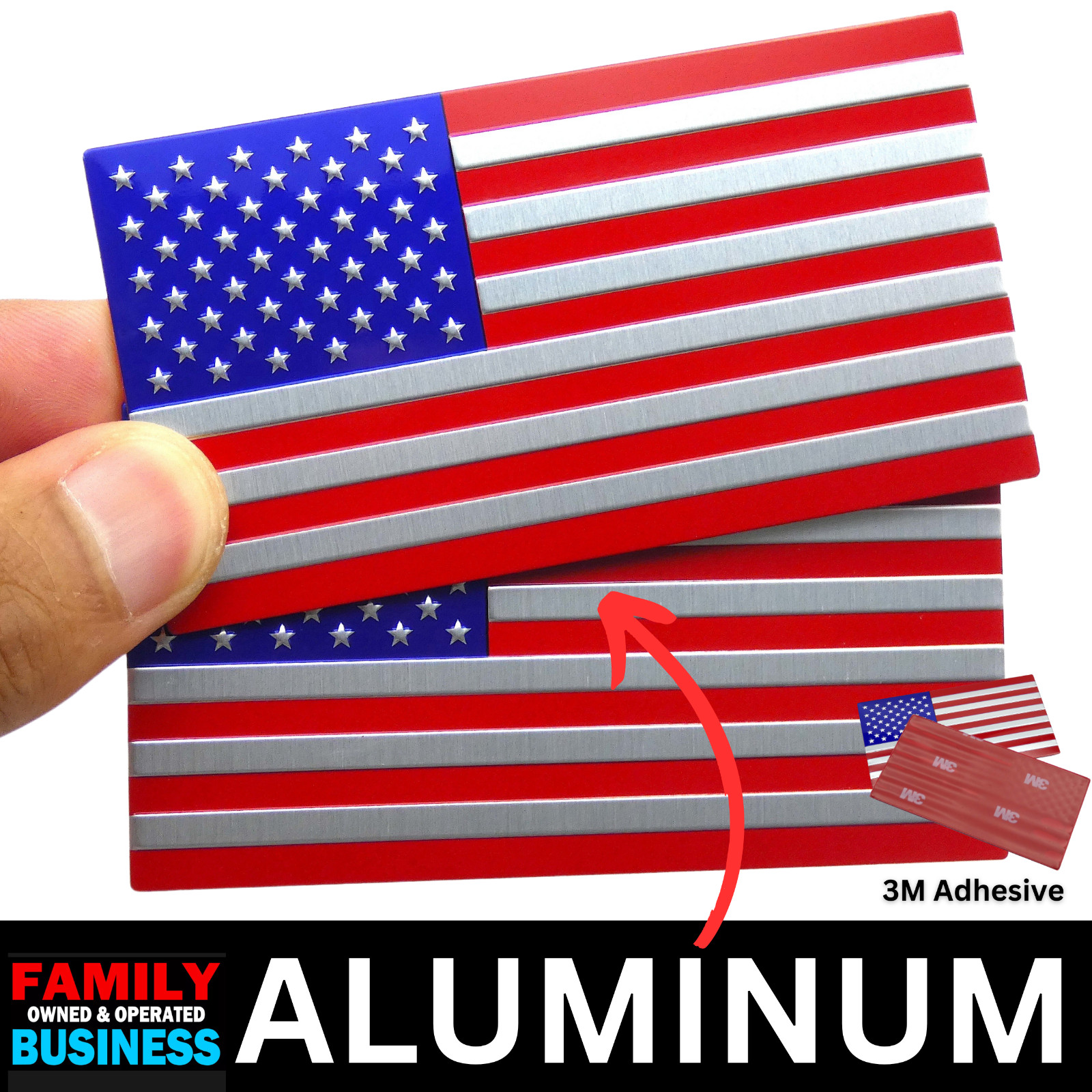 2x ALUMINUM American Flag Decal Sticker Car, Motorcycle, Patriotic Color