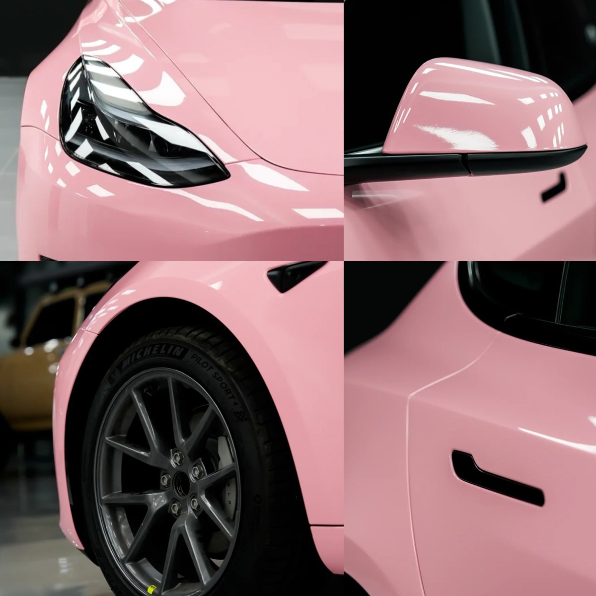 5FTx50FT PET Crystal Cherry Blossom Pink Vinyl Wrap Self-Adhesive Air Release