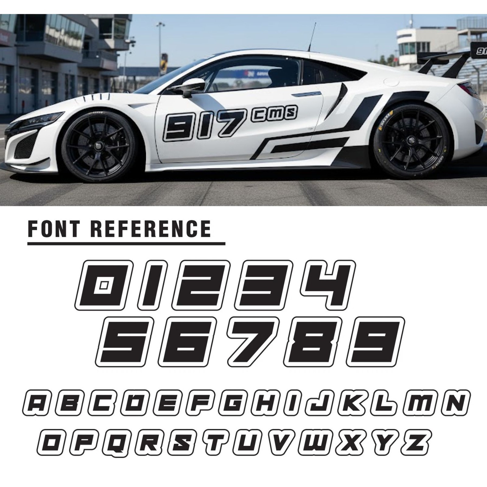 2x Custom Racing Number Class Decal Sticker Glossy White Vinyl Choose Size 8-16″