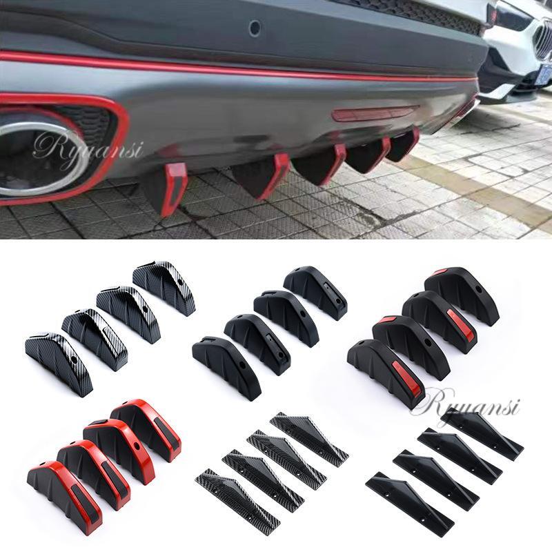 4x Car Rear Bumper Diffuser Shark Fin Curved Spoiler Lip Wing Splitter Universal