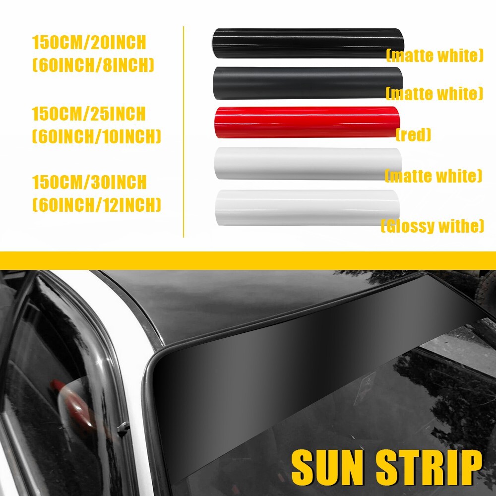 Universal Windshield Banner Matte Black Vinyl Decal Sun Strip 60″x8‘’/10″/12‘’