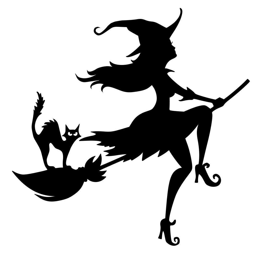 Sexy Witch on Broom Flying with Cat Vinyl Decal Sticker Car Window Bumper Phone